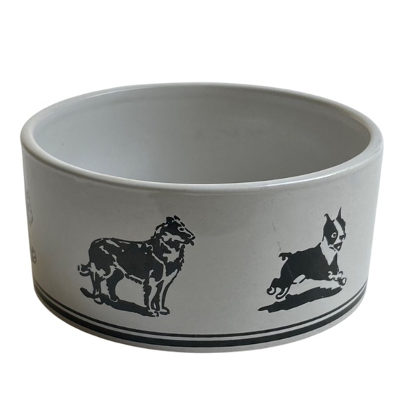 NWOT Harry Barker Water Porcelain Bowls White &  Black Dog Graphics - Picture 3 of 8